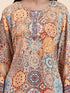 Samma Chikankari Co-ord Set in Polysilk for Women- Orange multicolour Print